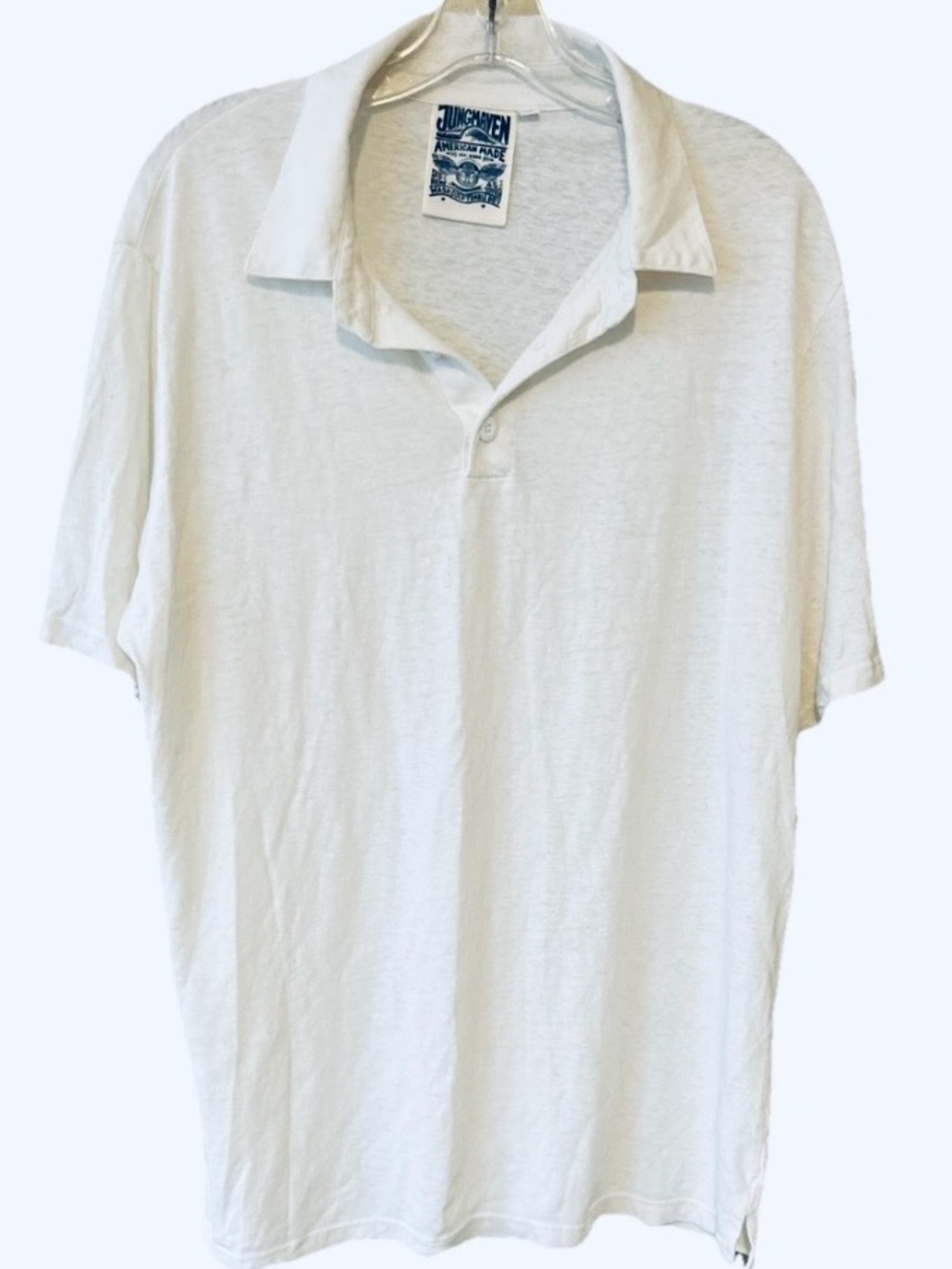 Jungmaven White Hemp Organic Cotton Polo Shirt USA Made XL